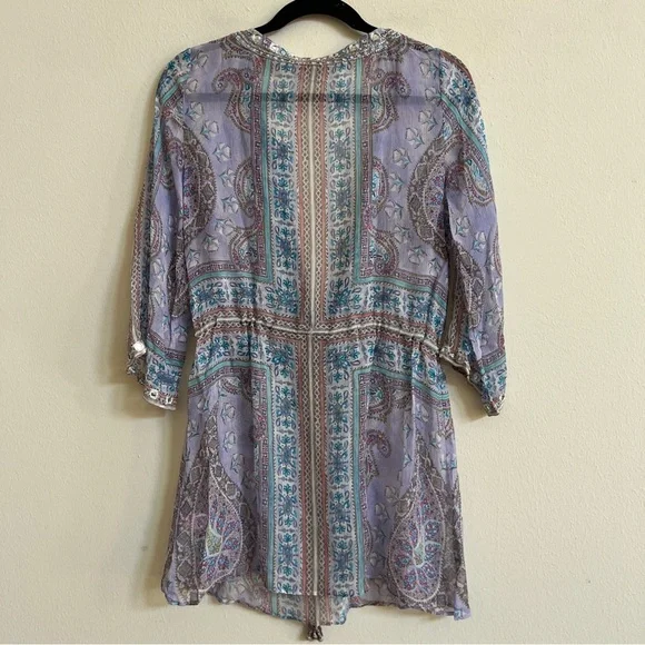 Calypso St. Barth Womens Lavendar Paisley Print Sheer Swim Cover Up XS - Picture 2 of 2
